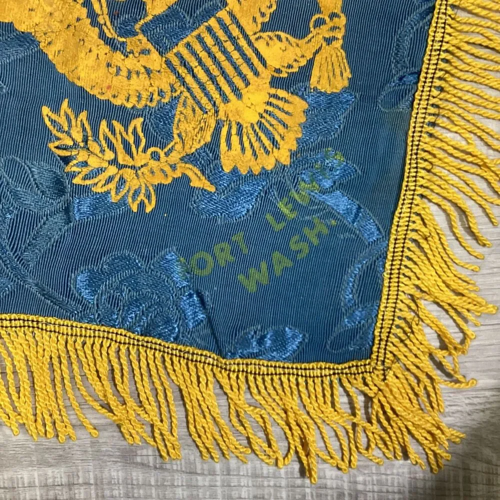 Vintage WWII U.S. Army Military Ceremonial Tablecloth Fort Lewis Washington